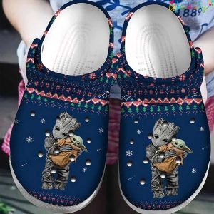 Baby Yoda And Groot Ugly Pattern Yoda Crocs, Funny Crocs