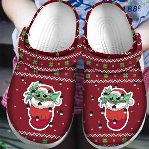 Baby Yoda In Socks Ugly Christmas Pattern Yoda Crocs