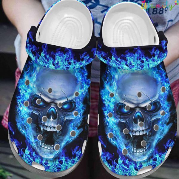 Blue Fire Skull Crocs