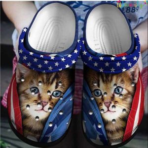 Cute Cat USA 4th of July Crocs