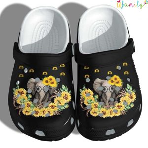 Cute Elephant Sunflower Crocs