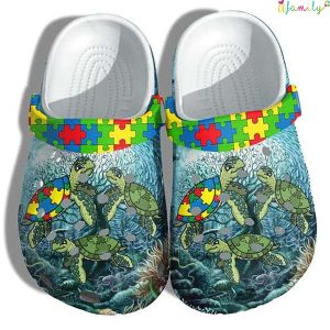 Family Turtle Autism Puzzle Pieces Crocs