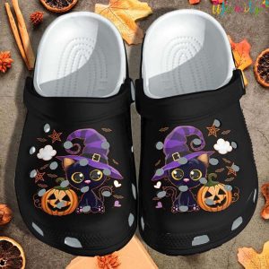 Black Cat And Pumpkin Crocs Halloween