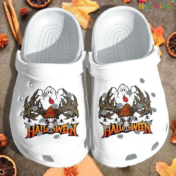 Cute Ghost With Skull Deer Crocs Halloween