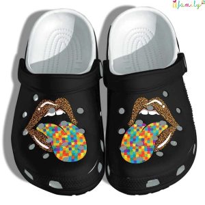 Lip Leopard Autism Puzzle Crocs