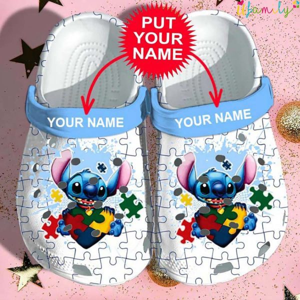 Stitch Puzzle Pieces Custom Name Crocs