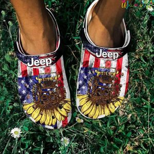 Sunflower Us Flag Jeep Girl Crocs