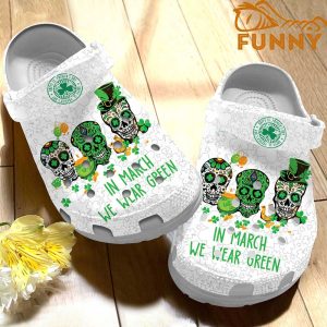 St Patricks Day Skull Crocs In March We Wear Green 1