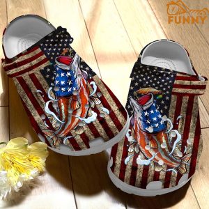 American Flag Bass Fish Crocs