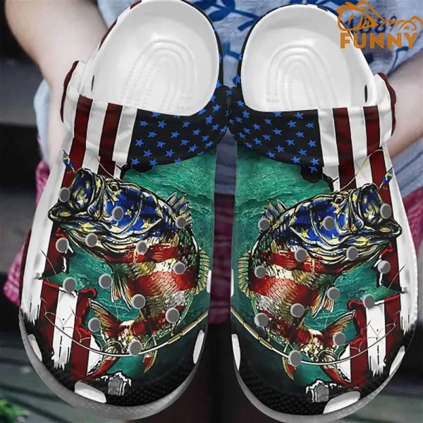 American Flag Hook Fishing Crocs