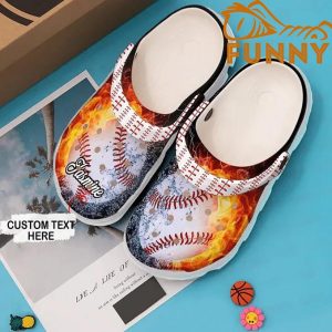 Personalized Baseball Fire Crocs Crocband Shoes