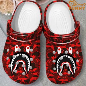 Camo Red Shark Crocs 2