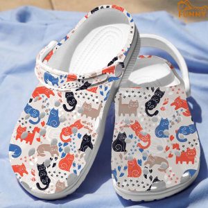 Cat Colorful White Crocs 4