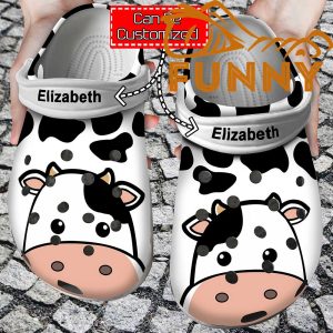 Cow Face Print Custom Crocs With Name 1