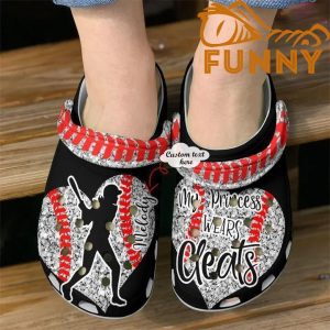 Custom Name Softball Black Crocs, My Princess Wears Cleats Women For Men