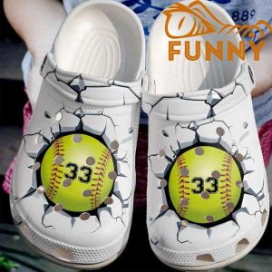 Custom Number Softball Broken Crocs