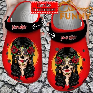 Custom Skull Girl Red Crocs