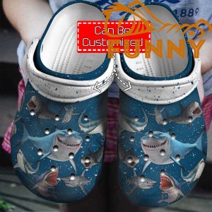 Customized Blue Shark Lovers Crocs Classic Clog