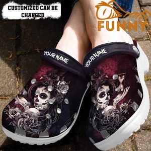 Customized Crimson Sugar Black Skull Crocs 2