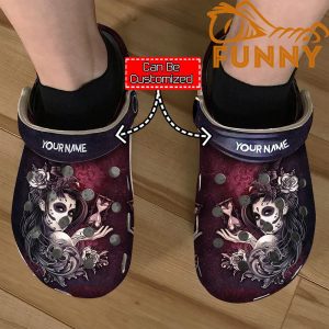 Customized Crimson Sugar Black Skull Crocs 3