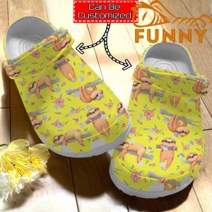 Customized Cute Sloth Pattern Yellow Crocs Classic Clog