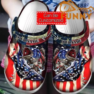 Customized Fishing America Flag Veteran Crocs