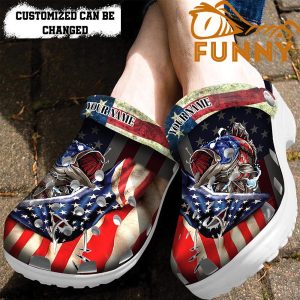 Customized Fishing America Flag Veteran Crocs