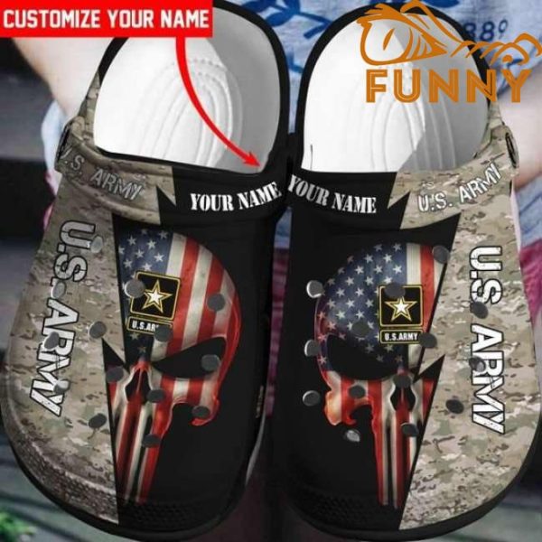 Customized US Army Skull American Flag Croc