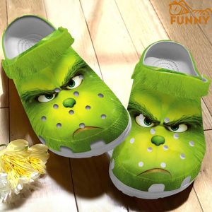 Green Grinch Face Christmas Crocs