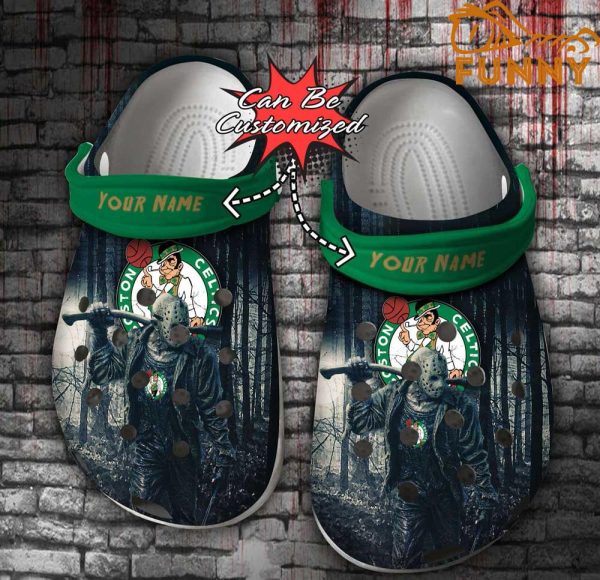 Personalized Boston Celtics Crocs Jason Voorhees Halloween