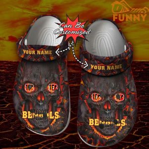 Personalized Cincinnati Bengals Crocs, Skull Lava Halloween