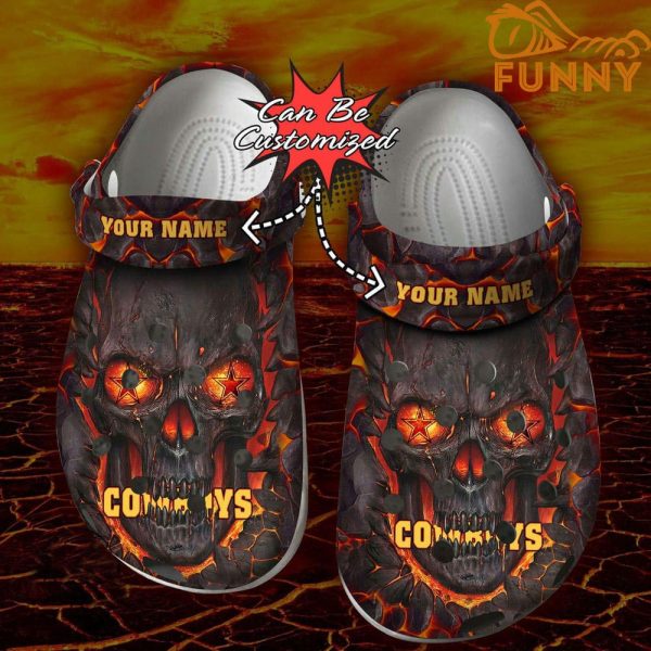 Personalized Dallas Cowboys Crocs, Skull Lava Halloween