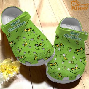 Merry Christmas Green Grinch Crocs 2