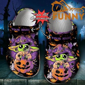 Personalized Baby Yoda Witch Pumpkin Crocs