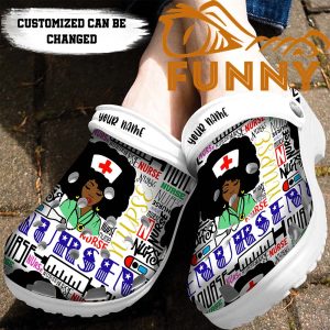 Personalized Black Woman Nurse Crocs