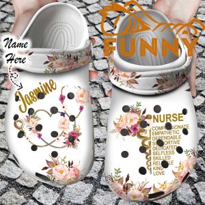 Personalized Floral Nurse White Crocs