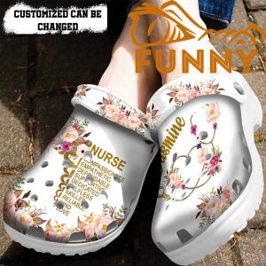 Personalized Floral Nurse White Crocs 2