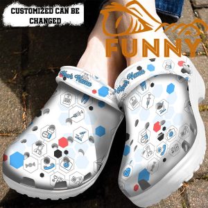 Custom Medicine Line Hexagons White Crocs Classic Clog