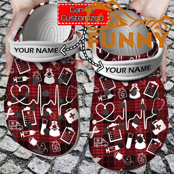 Personalized Nurse Crocs Classic Clog With Nursing Symbols