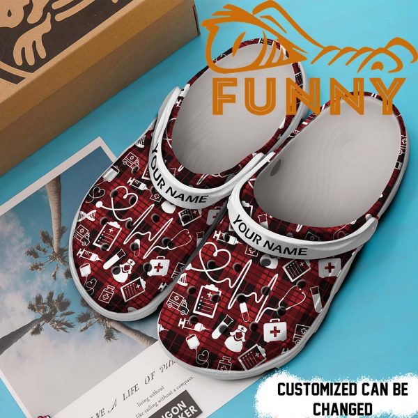 Personalized Nurse Crocs Classic Clog With Nursing Symbols