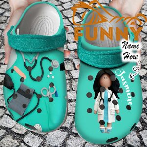 Personalized Nurse Girl Mint Crocs