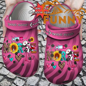 Personalized Nurse Life Pink Crocs