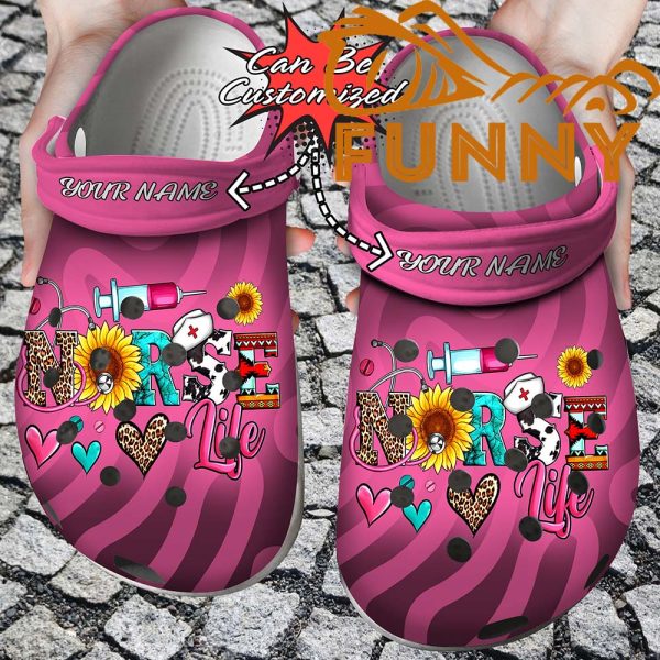 Personalized Nurse Life Pink Crocs