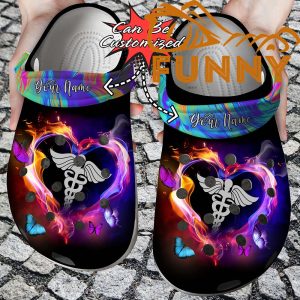 Personalized Registered Nurse Heart Black Crocs 1