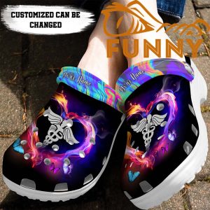 Personalized Registered Nurse Heart Black Crocs