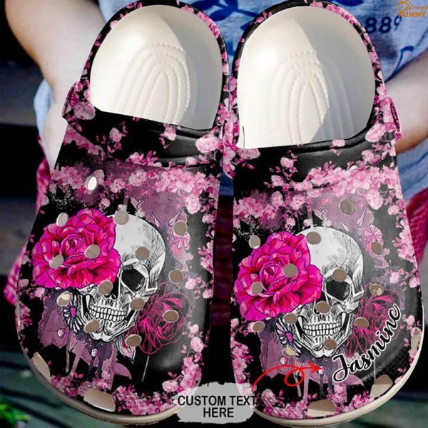 Personalized Rose Skull Crocs