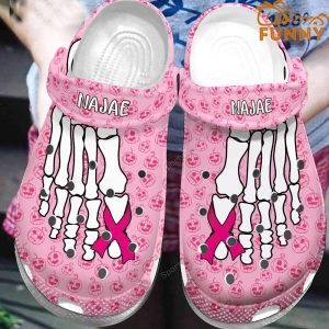 Personalized Pink Ribbon Skeleton Crocs