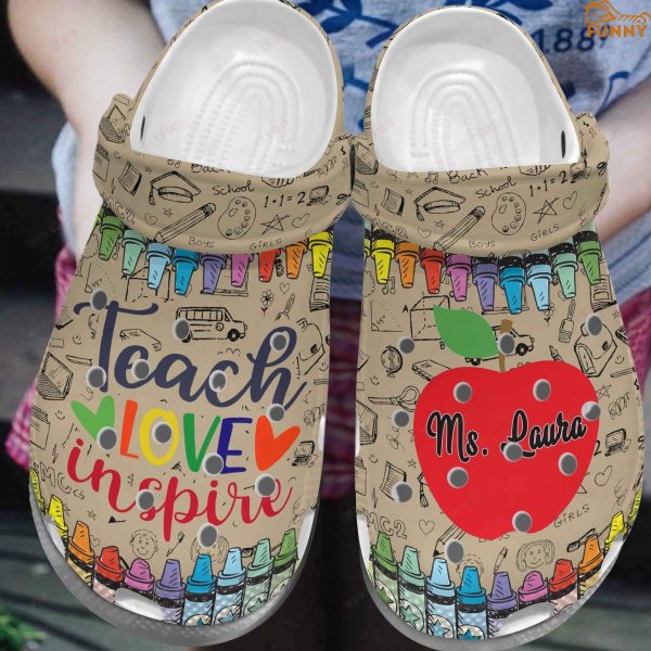 Personalized Teacher Crocs Teach Love Inspire