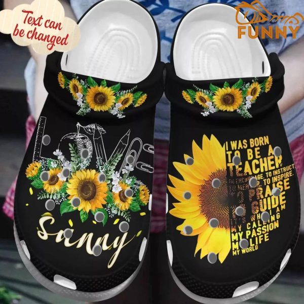 Personalized Teacher Sunflower Croc