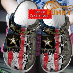 Personalized US Army Military Dog Tag Veteran Crocs